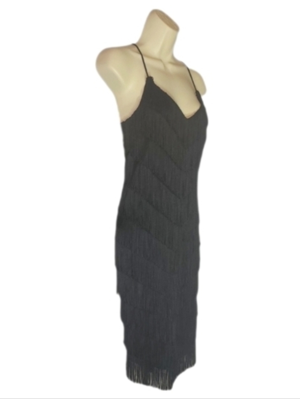 Mademoiselle Dress Flapper Fringe Evening Party Black Dress Size 7